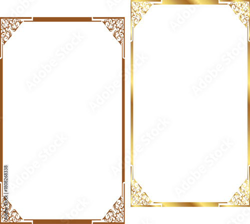 frame with gold ornament frame with ornament frame with golden leaves Golden Rectangle, Corner, Certificate, Border, Pattern, Line, Photo, Wedding, Invitation, Background, Thai, Islamic,