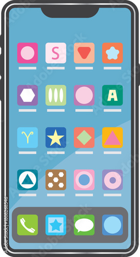 スマートフォンに表示されたホーム画面