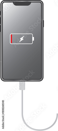 スマートフォンの画面に表示された充電マーク