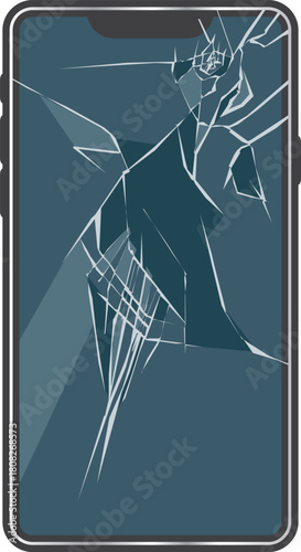 画面が割れたスマートフォンのイメージイラスト
