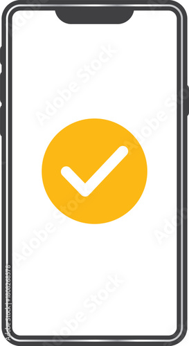 スマートフォンの画面に表示されたチェックマーク