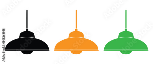  Two hanging pendant lights one orange and one green vector