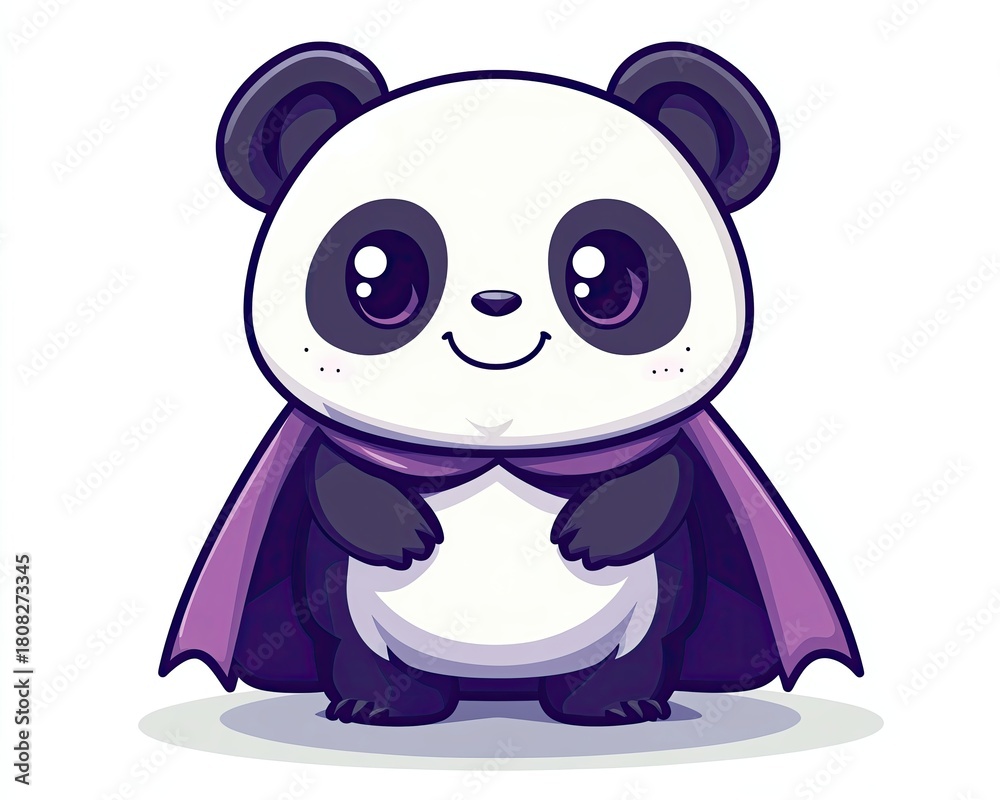 Naklejka premium Cute panda dressed as a superhero in a cape.