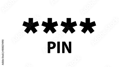 Vector illustration of pin code security concept with asterisks, representing a hidden password or personal identification number isolated on transparent background