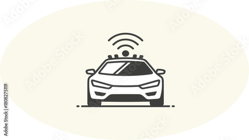 Print Self-Driving Connected Car Icon Autonomous Vehicle Technology Vector illustration
