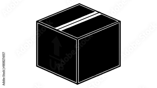 Vector illustration of shipping box icon with up arrow, indicating correct orientation for handling, isolated on white on transparent background