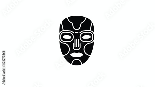 Print Black Futuristic Cyber Mask Anonymous Identity Icon Vector illustration