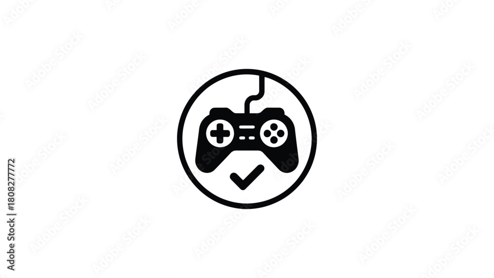 Fototapeta premium Print Approved Game Controller Status Black Outline Line Icon Vector illustration