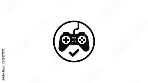 Print Approved Game Controller Status Black Outline Line Icon Vector illustration