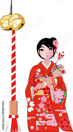 初詣や成人式での着物姿の女の子