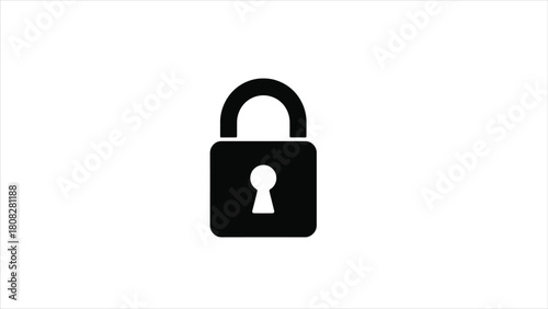 Print Data Security Lock Icon, Internet Safety and Protection Symbol Vector illustration