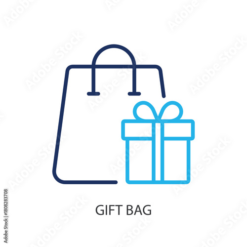 Gift bag thin line icons. Original vector illustration.