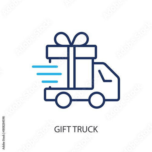 Gift truck thin line icons. Original vector illustration.