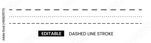 Dashed line stroke types for use in graphic designs. Useful editable lines