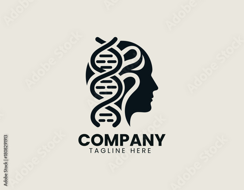 DNA Chain Psychology black vector logo