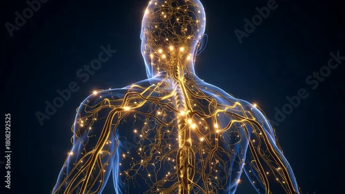 Human Nervous System Visualization Glowing Neural Network Technology