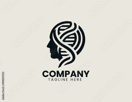 DNA Chain Psychology black vector logo