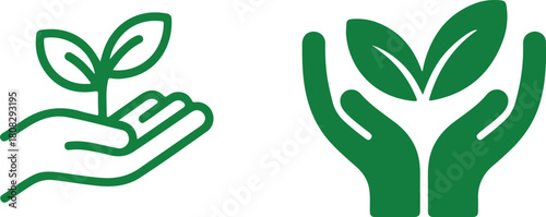 Growth hand care environment icons