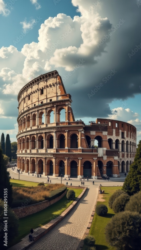 Fototapeta premium Majestic Colosseum Under Dramatic Sky in Rome, Italy