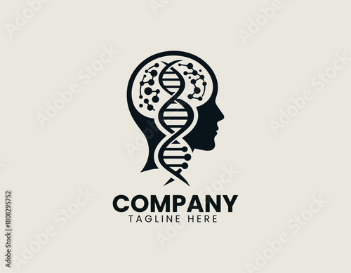 DNA Chain Psychology black vector logo