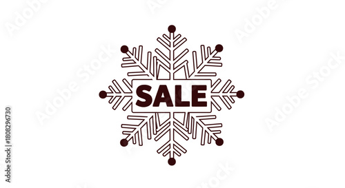 Winter Sale Snowflake: A stylized snowflake prominently displays the word SALE, heralding winter discounts. A simple, elegant design suitable for winter campaigns.