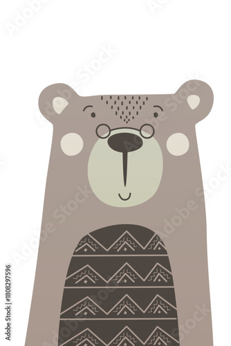 Cute scandinavian bear nursery room wall art decor