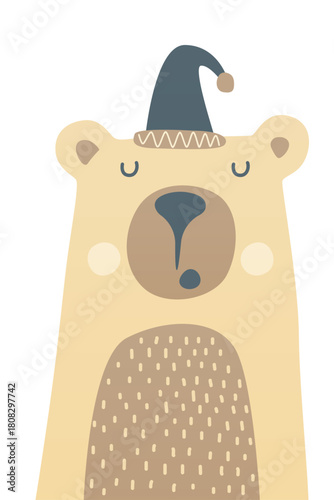 Cute scandinavian bear nursery room wall art decor