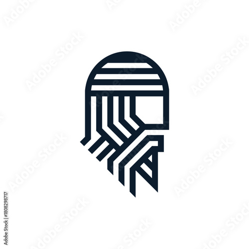 stripes of old man with beard and hat logo vector