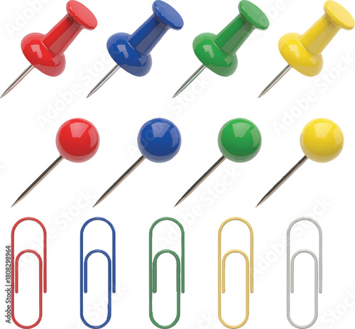 push pins isolated on white