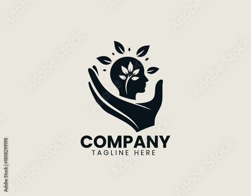 Healing Hand Mind black vector logo