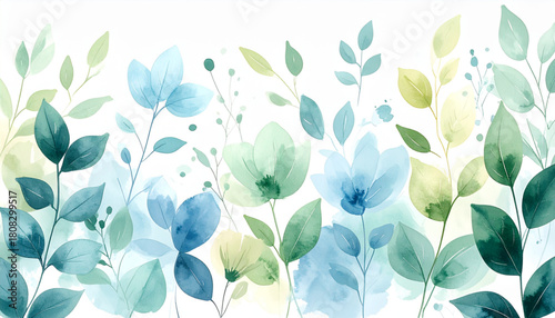 Watercolor Floral Shapes in Pastel & Green for Cosmetic Packaging