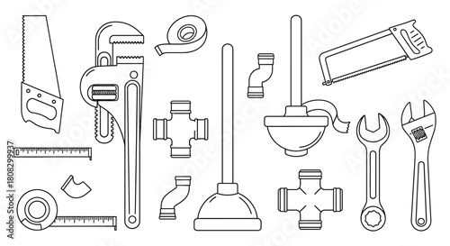 Set of various construction tools isolated on a white background for repair and industrial work
