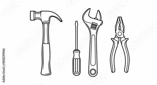 Set of various construction tools isolated on a white background for repair and industrial work