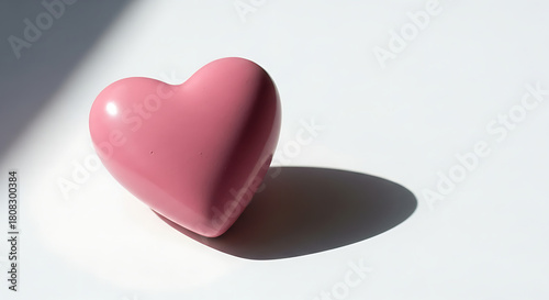 Pink ceramic heart isolated on white background