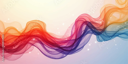 Abstract colorful wave background with flowing smoke lines, smooth digital curves, and a vibrant swirl pattern for art illustration