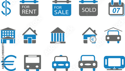 Home and Car Rent & Sale Icons