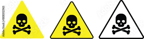  warning signs featuring skull and crossbones symbol vector.