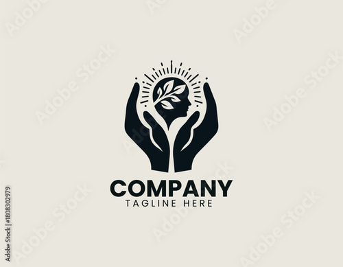 Healing Hand Mind black vector logo
