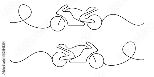 Bike hand draw line icon vector sign. Sport motorcycle illustration minimalist line art. Vector illustration. 