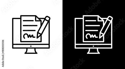 Digital Signature With Icon Set Design