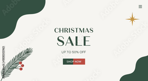 Festive Christmas Sale: A holiday-themed promotional graphic, showcasing a seasonal sale with a touch of elegance and warmth, inviting shoppers to embrace the spirit of the season