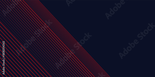 Abstract banner design. Red diagonal lines on dark blue background. Modern graphic. Futuristic technology concept. Suit for cover, header, business, presentation, website, flyer
