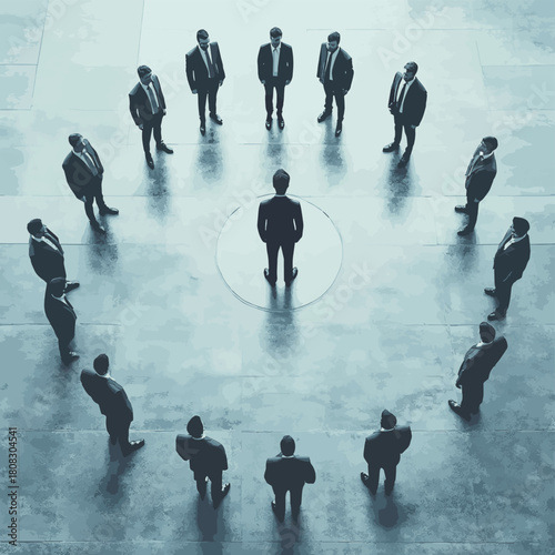 Human resource management and recruitment business concept. One person standing in epicenter. AI generated    high resolution   for isolate image