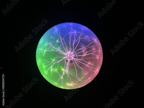 A colorful plasma ball in the dark