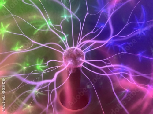 Colorful Plasma filaments inside the Plasma ball