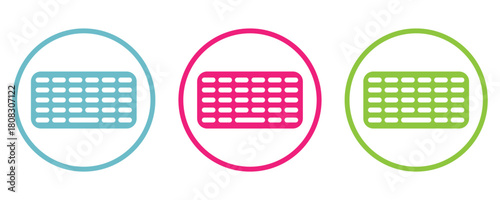 Keyboard icon vector set, colorful keyboard icons, computer keyboard icon set in trendy flat style illustration isolated on white background.