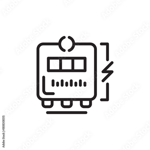 Automatic Meter Reading (AMR) icon. Features a utility meter with a digital display and electrical symbol. Represents smart metering, energy consumption monitoring, data acquisition, and utility.
