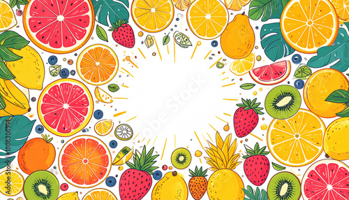 Hand-Drawn Tropical Fruit Doodles for Juice Bar Menu