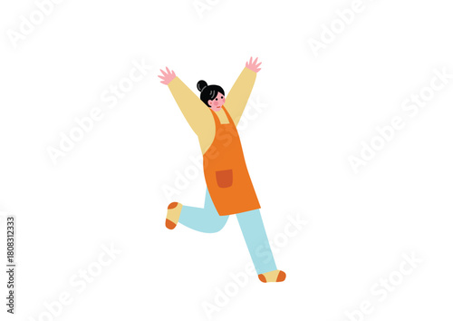 万歳して喜ぶ女性