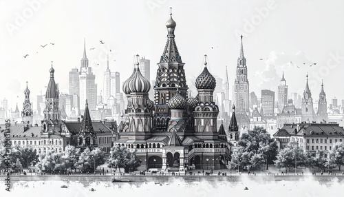 Soft Pencil Doodles of City Landmarks for Tourism Map